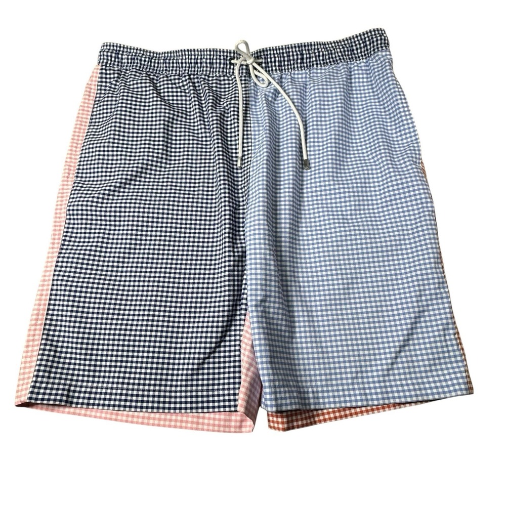 Brooks Brothers Swim Trunks Board Shorts‎ 1XL T Gingham Drawstring Pockets READ
